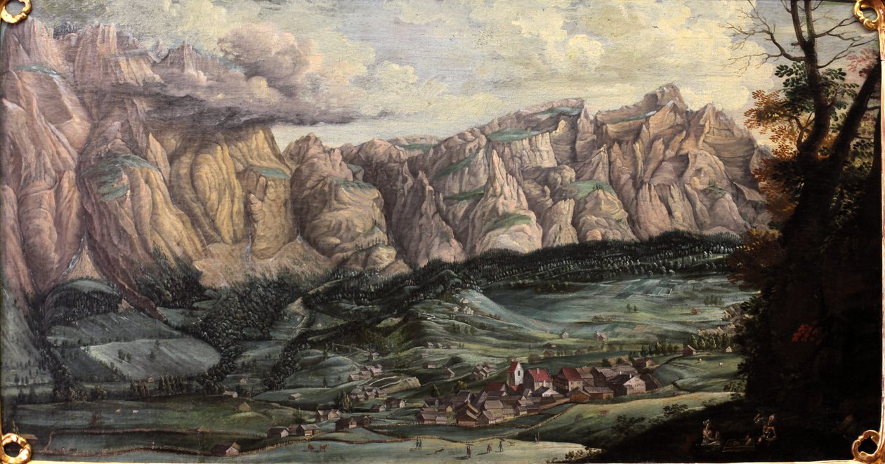 Panoramiczny widok na Leukerbad autorstwa Melchior Füssli
