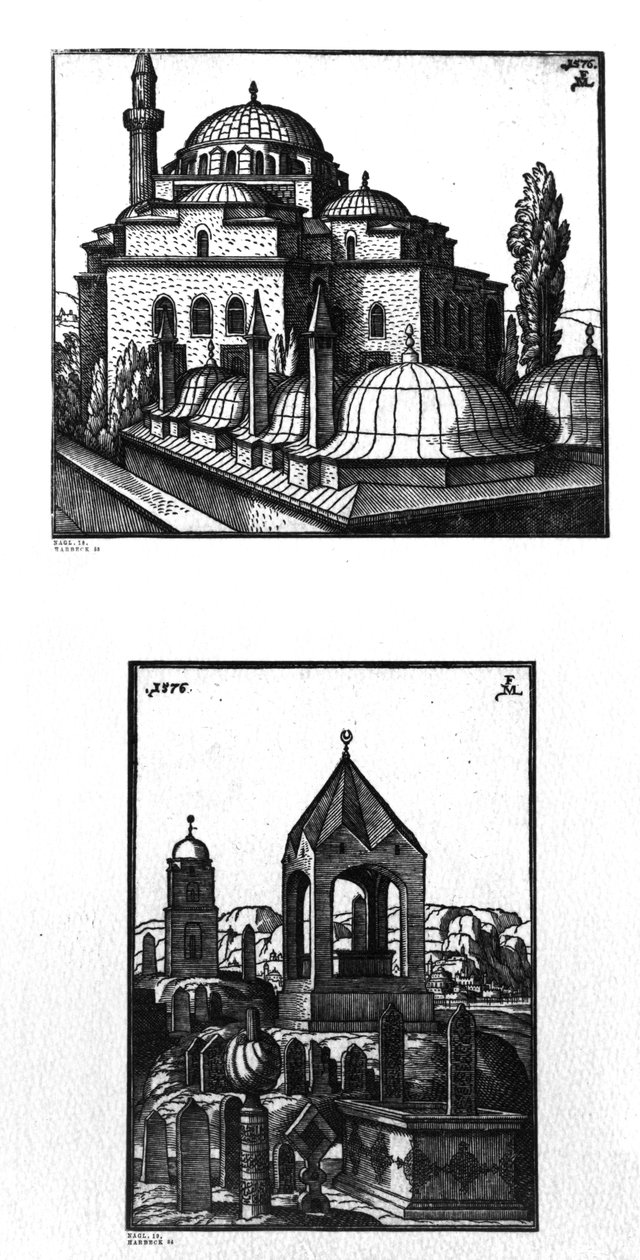 Meczet Atik Ali Paszy i cmentarz w Konstantynopolu, 1576 autorstwa Melchior Lorck