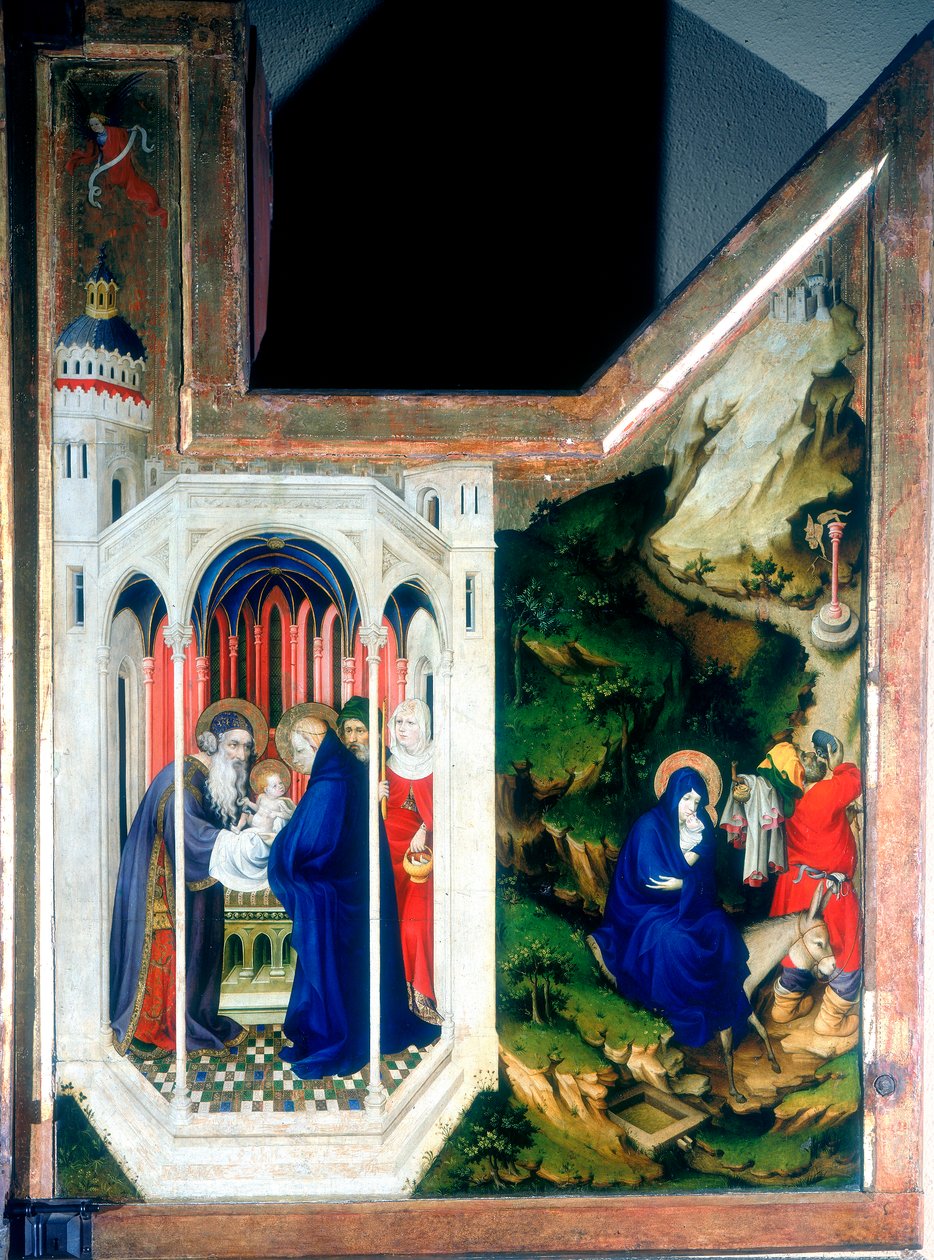 Ofiarowanie w świątyni i ucieczka do Egiptu, 1394-1399 autorstwa Melchior Broederlam
