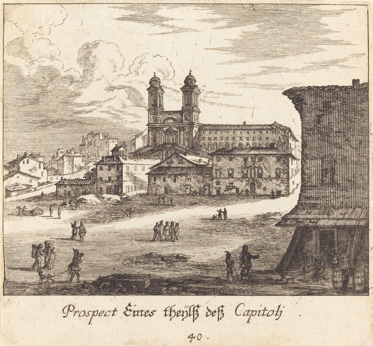 Widok miasta autorstwa Melchior Küsel after Johann Wilhelm Baur