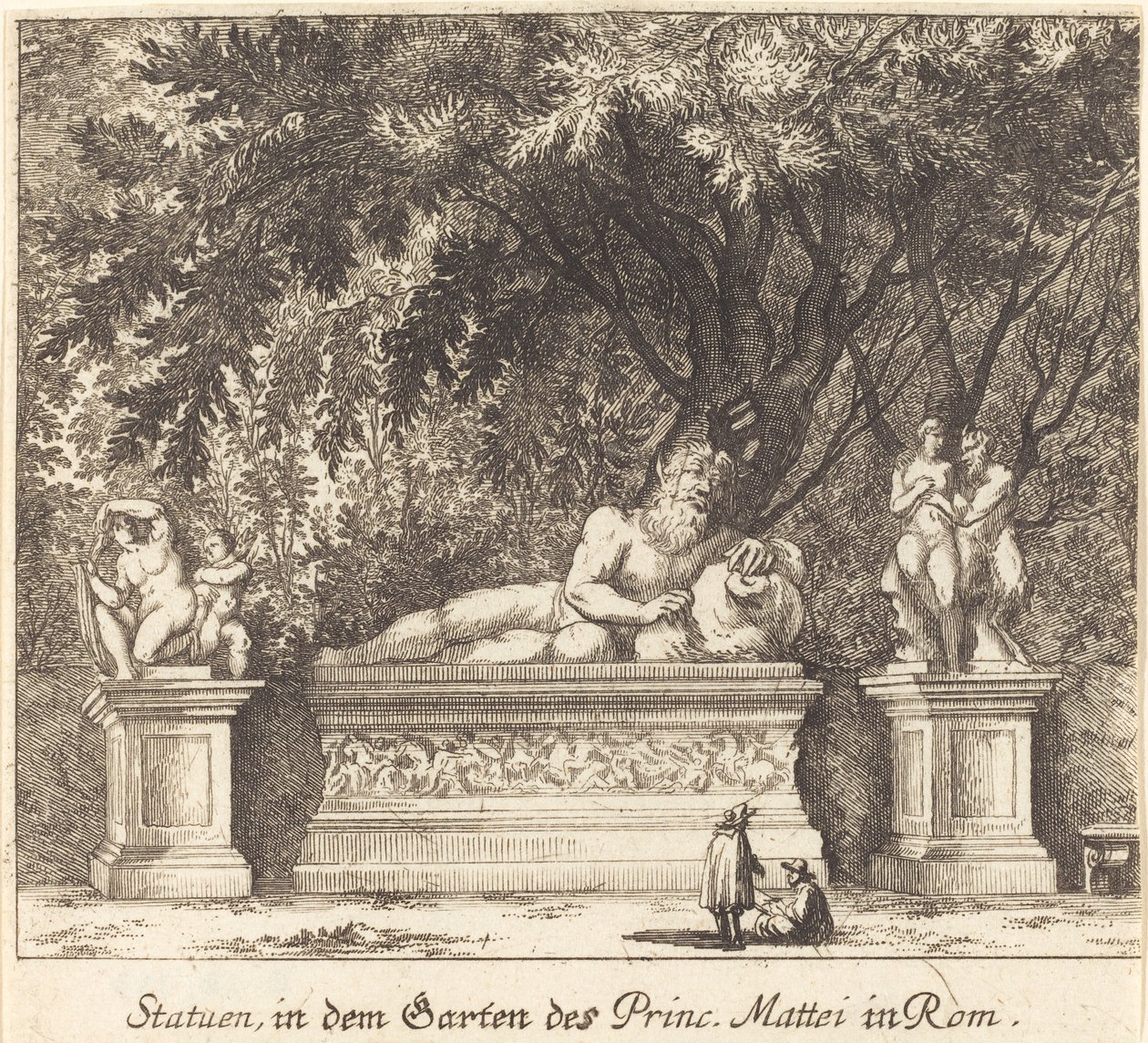 Ogrody księcia Mattei, Rzym autorstwa Melchior Küsel after Johann Wilhelm Baur