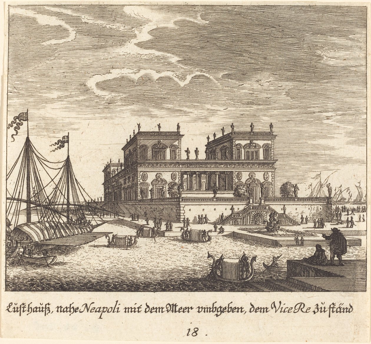 Pałac, Vice Re, Neapol autorstwa Melchior Küsel after Johann Wilhelm Baur