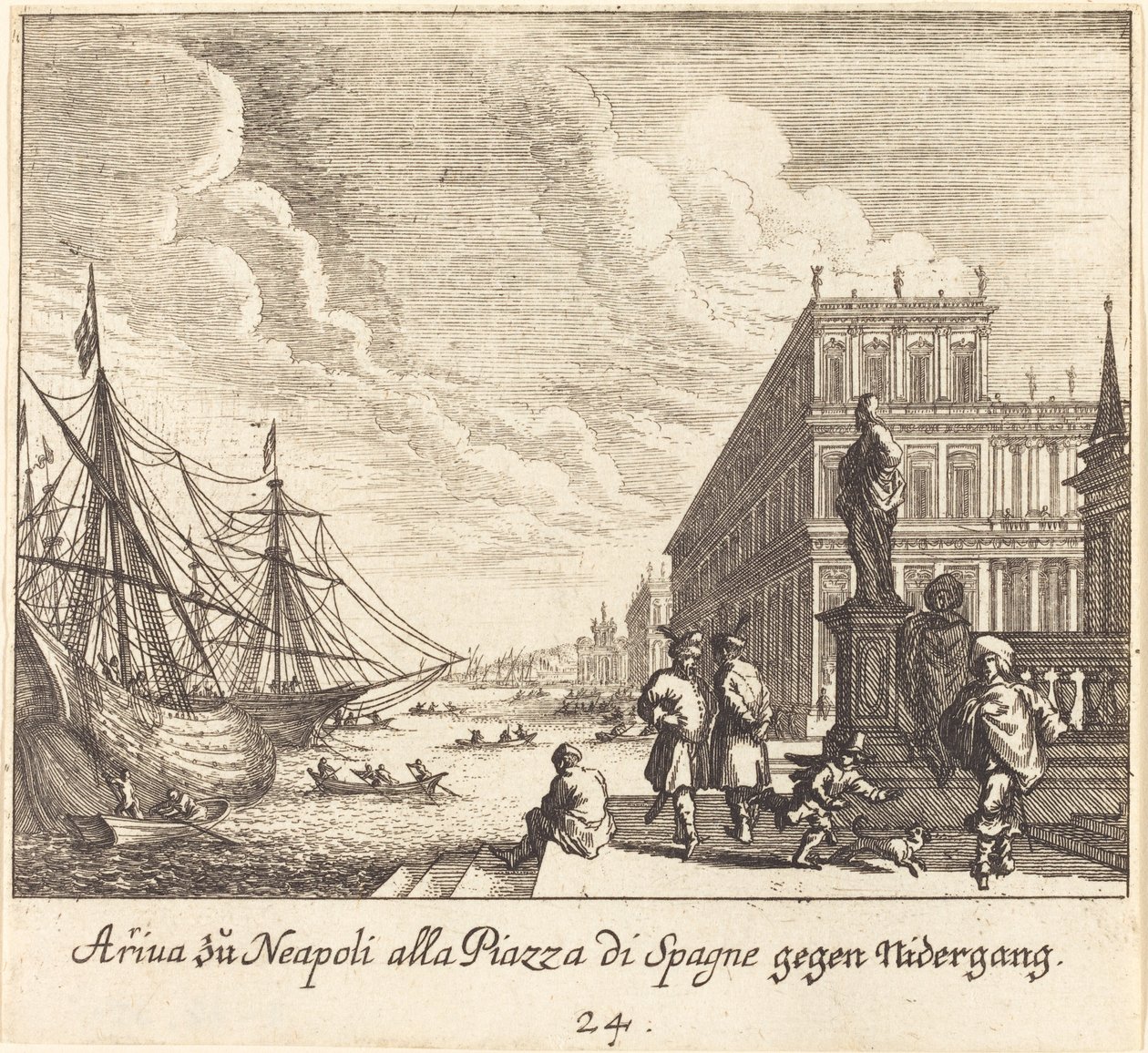 Palazzo di Spagna, Neapol autorstwa Melchior Küsel after Johann Wilhelm Baur