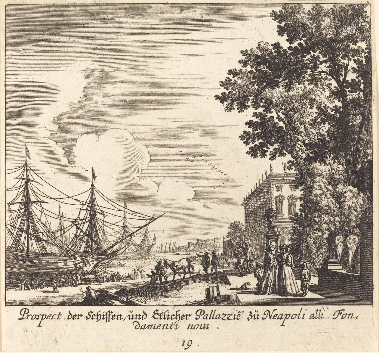 Shipps, Fundamenti Novi, Neapol autorstwa Melchior Küsel after Johann Wilhelm Baur