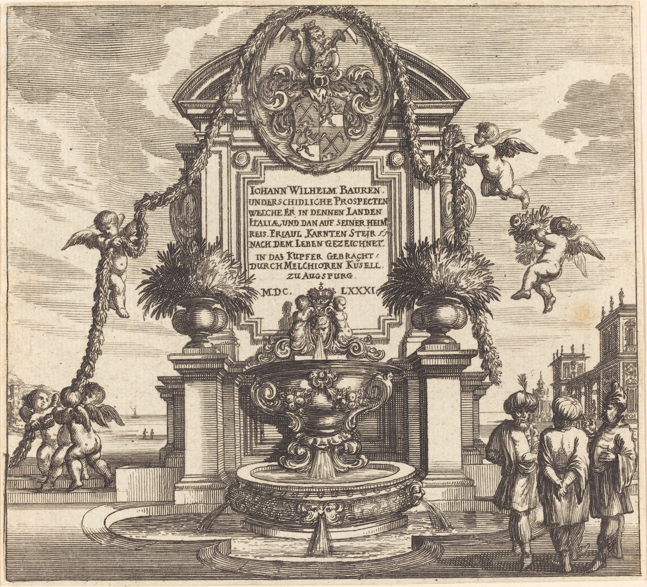 Strona tytułowa autorstwa Melchior Küsel after Johann Wilhelm Baur