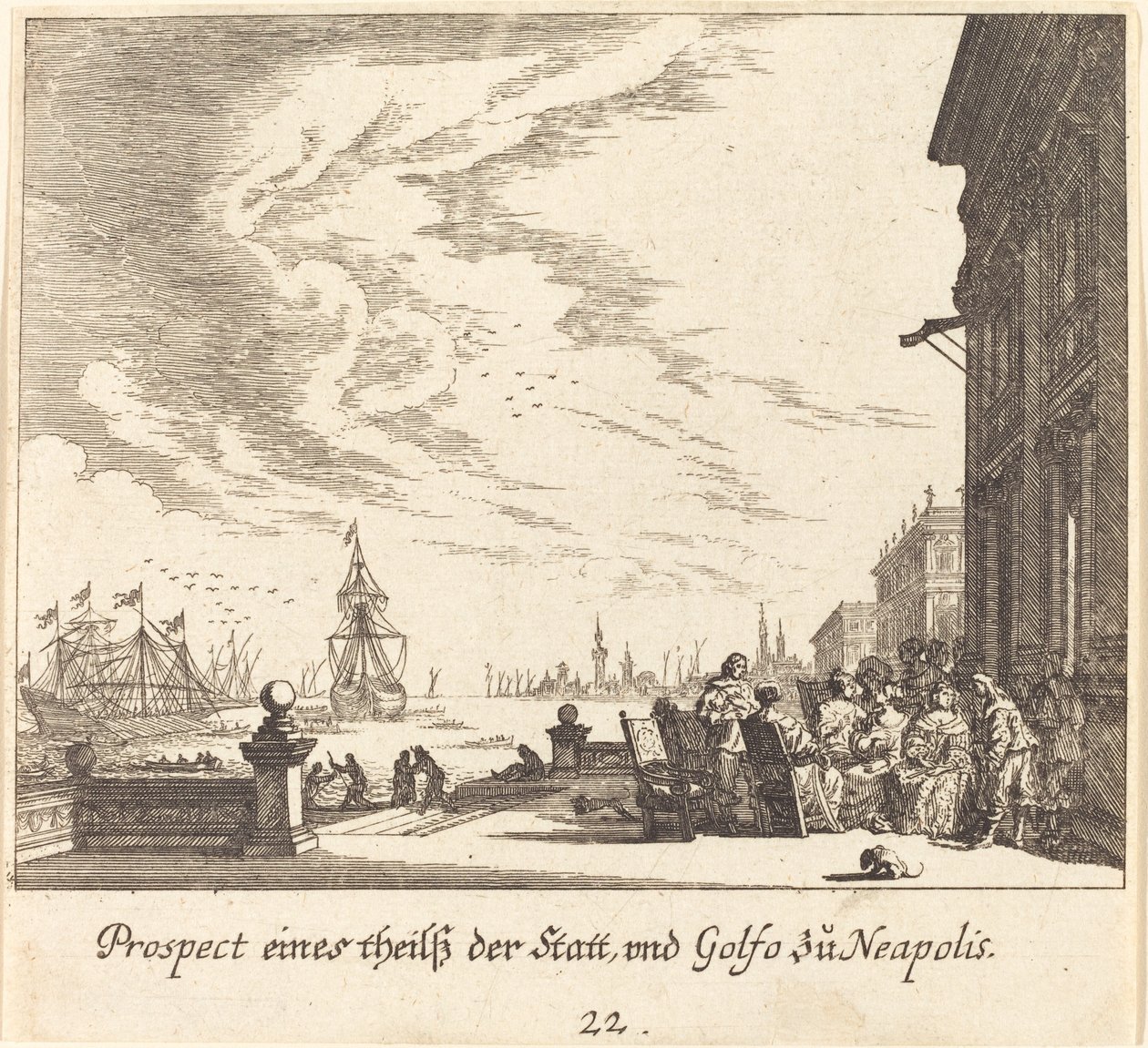Widok na Zatokę Neapolitańską autorstwa Melchior Küsel after Johann Wilhelm Baur