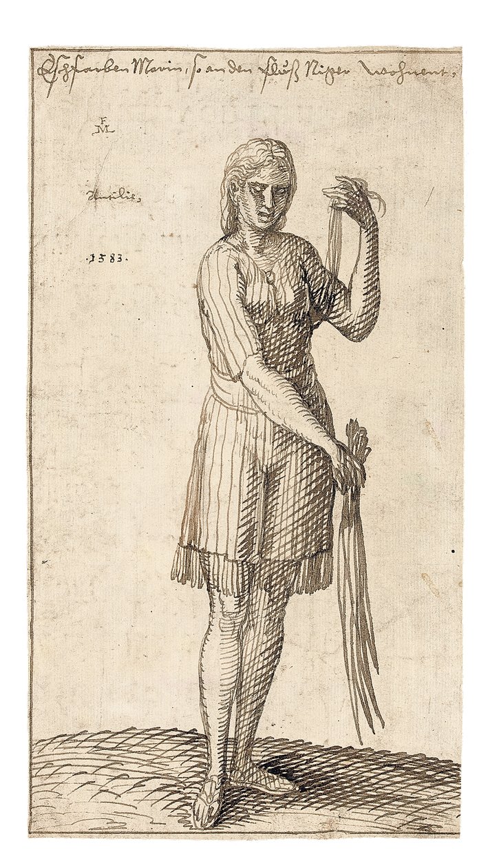 Nigeryjska kobieta trzymająca trzciny, 1583 autorstwa Melchior Lorck