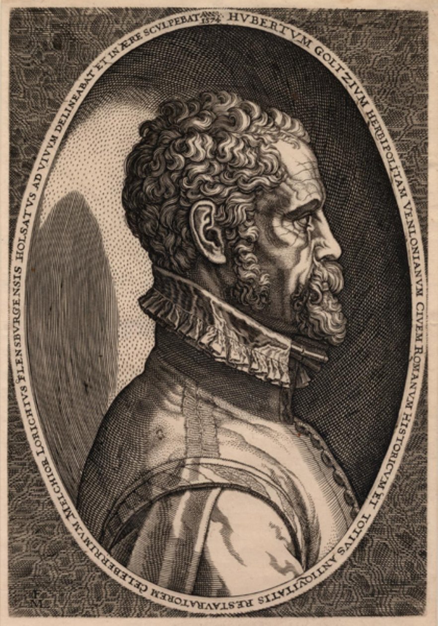 Portret antykwariusza Huberta Goltziusa autorstwa Melchior Lorck