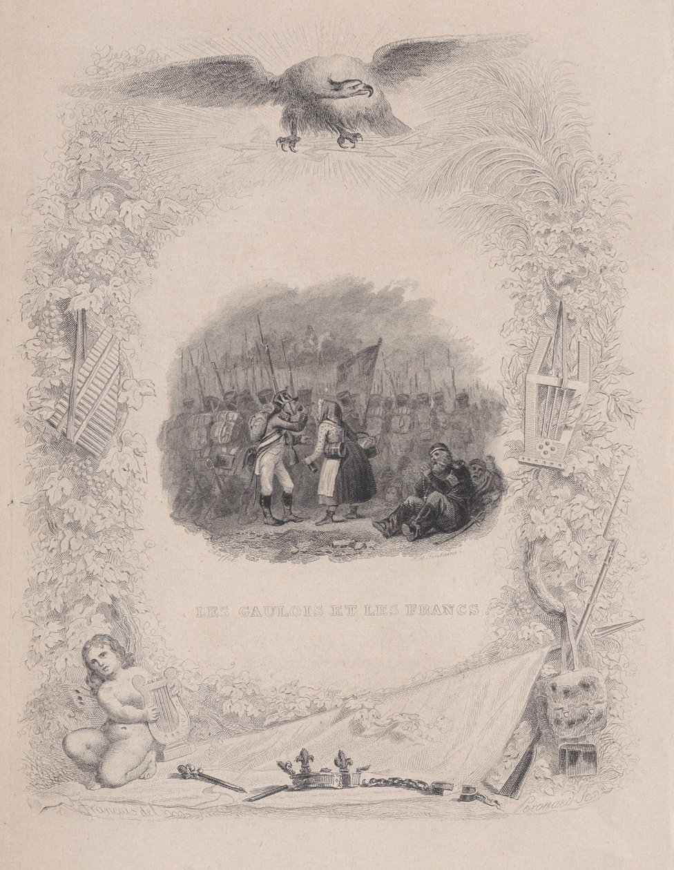 Galowie i franki, z Pieśni Bérangera, 1829 autorstwa Melchior Peronard