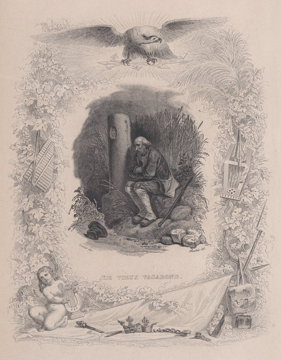 Stary włóczęga z Dzieł wszystkich Bérangera, 1829. autorstwa Melchior Peronard