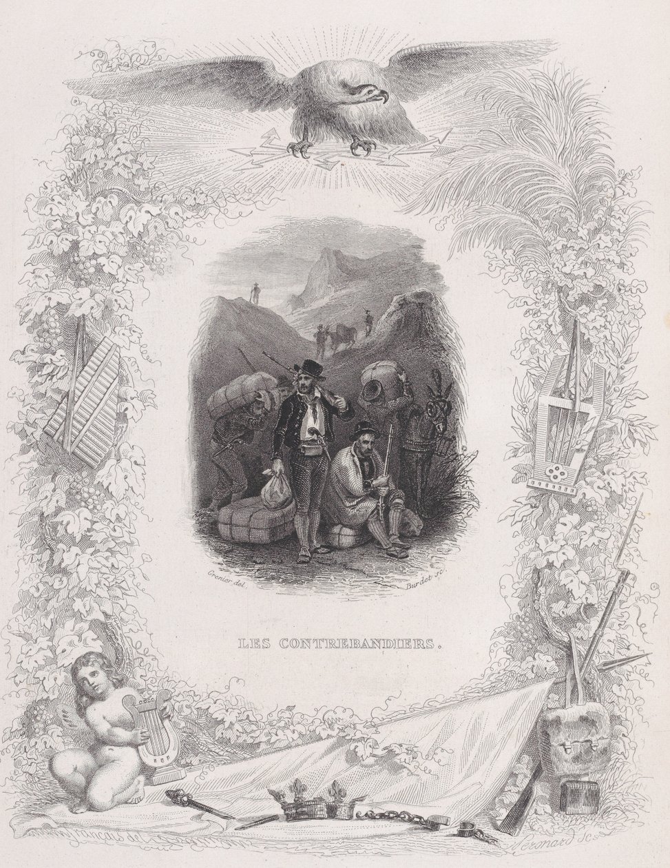 Przemytnicy, z Pieśni Bérangera, 1829 autorstwa Melchior Peronard