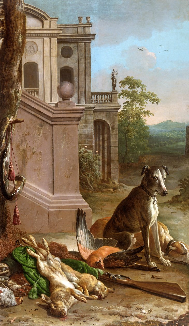 Martwa gra w krajobrazie, 1674. autorstwa Melchior d