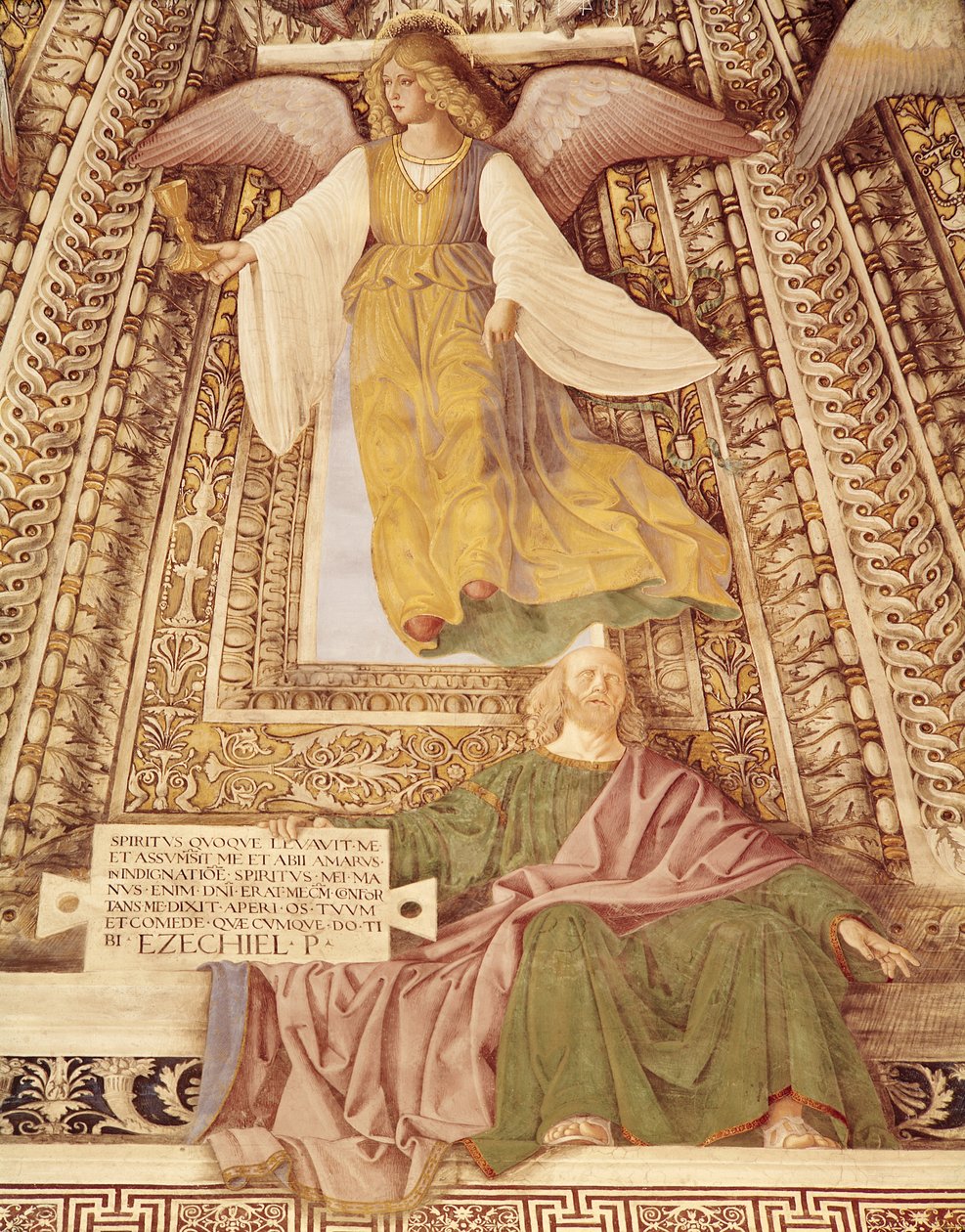 Ezechiel i Anioł trzymający kielich Męki Pańskiej, z kopuły zakrystii św. Marka, ok. 1477 (detal z 498726) autorstwa Melozzo da Forli