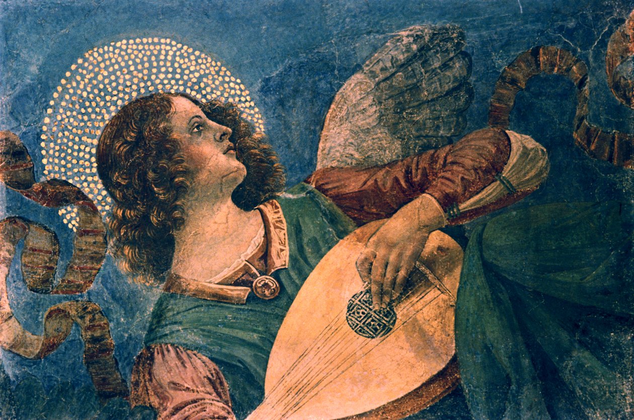 Anioł grający na lutni, XV w. autorstwa Melozzo da Forli