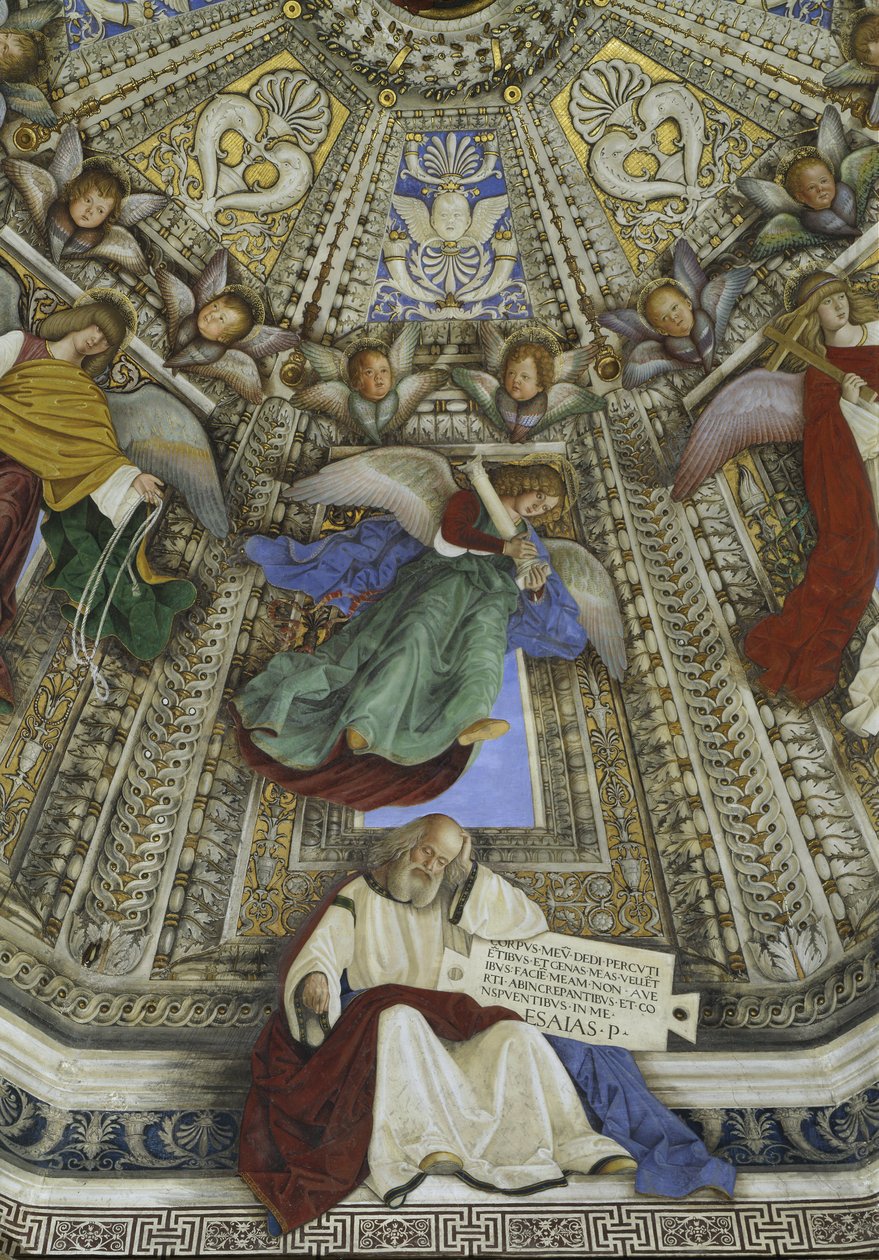 Prorok Izajasz i anioł, kopuła zakrystii św. Marka, Santuario della Santa Casa, Loreto autorstwa Melozzo da Forli