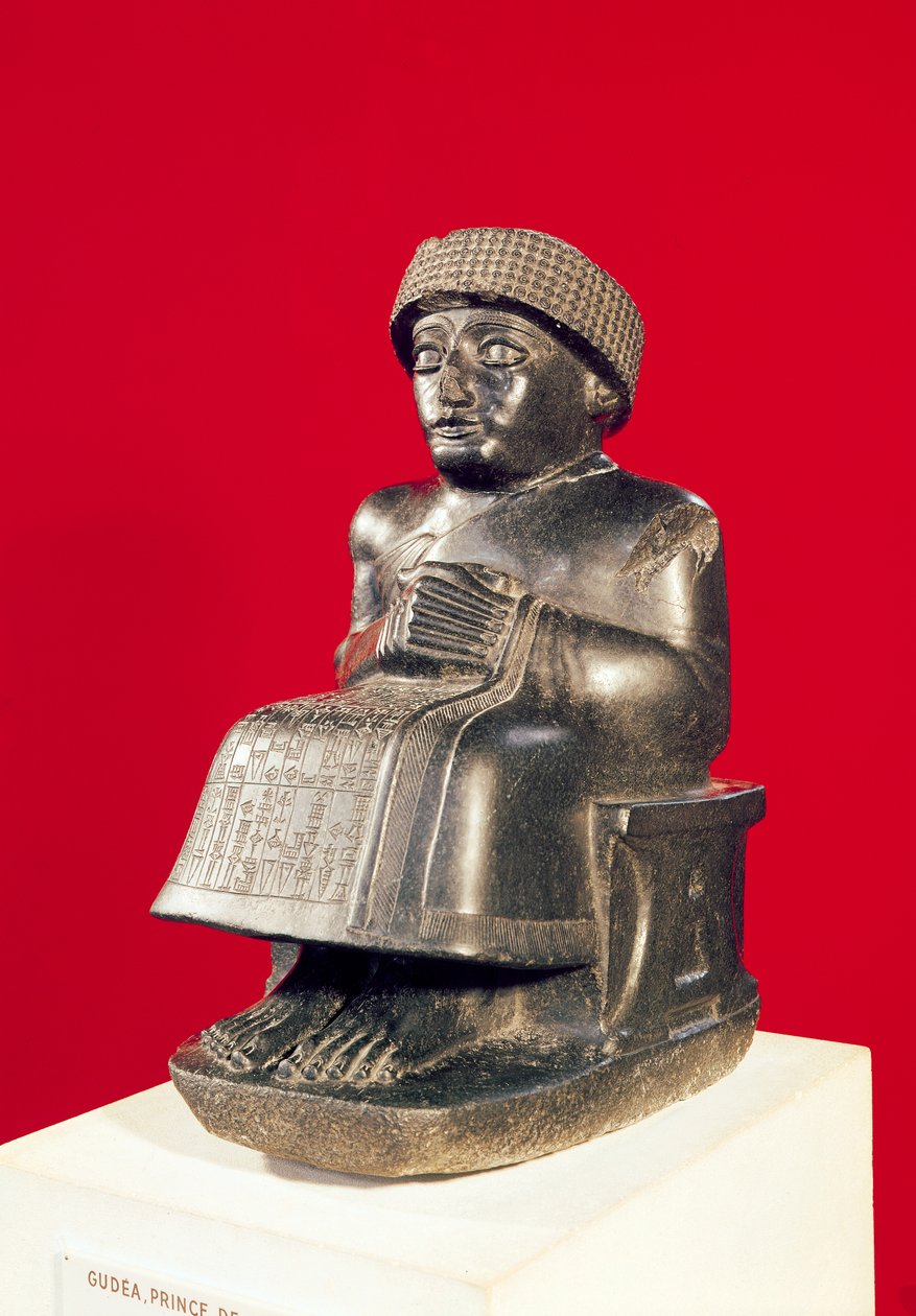Gudea, książę Lagasz, posąg poświęcony Ningizzadzie, neo-sumeryjczyk, z Telloh, starożytne Girsu, ok. 2130 pne (dioryt) (patrz także 71510 i 121795) autorstwa Mesopotamian