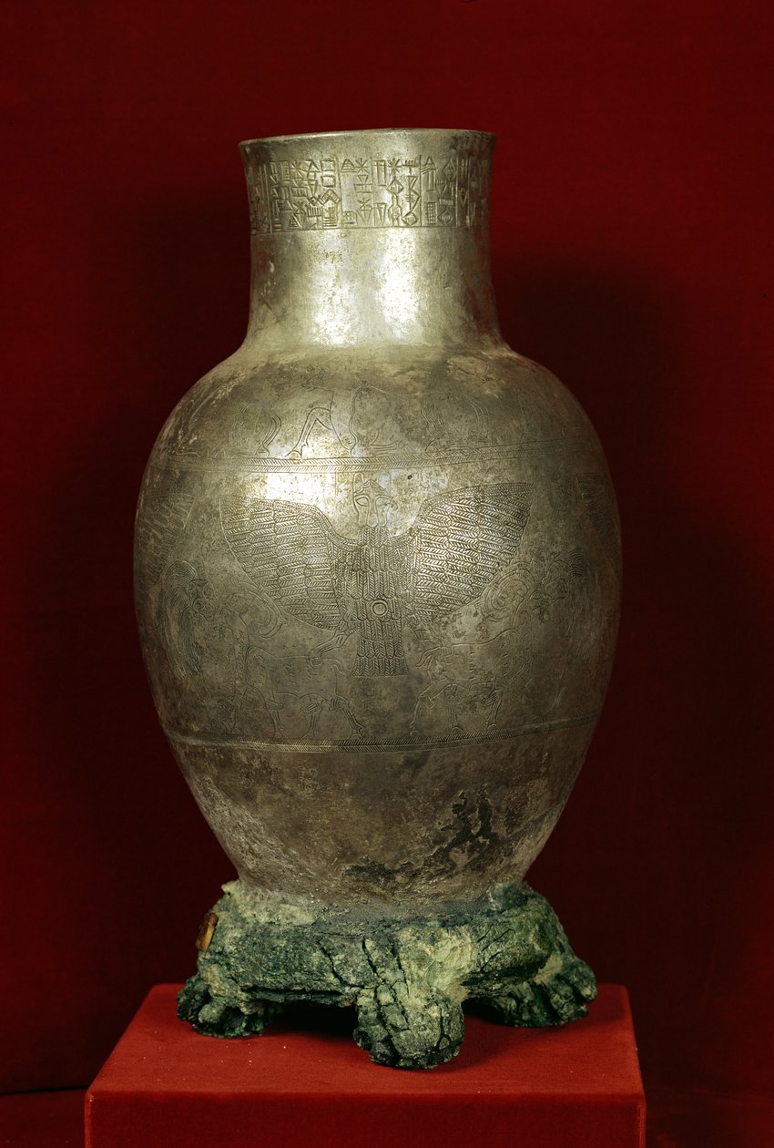 Waza poświęcona przez Entemenę bogu Nigirsu, z Tello (starożytne Girsu) ok. 2400 pne (miedź i srebro) autorstwa Mesopotamian