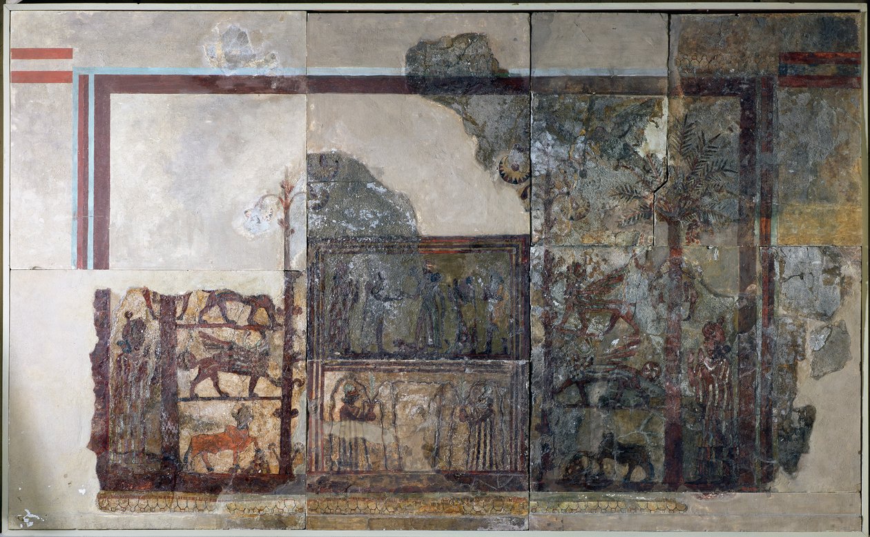 Zimri-Lim, król Mari, przed boginią Isztar, z Pałacu Zimri-Lim, Mari, Środkowy Eufrat, 1778-1758 pne autorstwa Mesopotamian