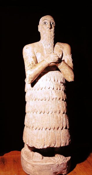 Statua Itur-Shamagena, króla Mari w modlitwie, z Mari, Środkowy Eufrat, 2800-2300 pne (alabaster) (patrz także 187144) autorstwa Mesopotamian