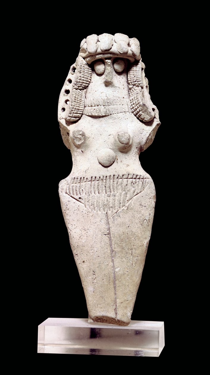 Sztuka mezopotamska: Naga kobieta. Terakota, II tysiąclecie pne (około 2000 pne). Od Tell Asmar (Esnunna w Mezopotamii). Wymiary: 0,106x0,045x0,018m. Paryż, Luwr autorstwa Mesopotamian