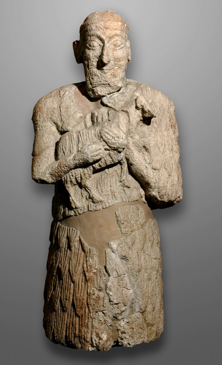 Posąg mężczyzny niosącego owce na ofiarę, Sumeria autorstwa Mesopotamian