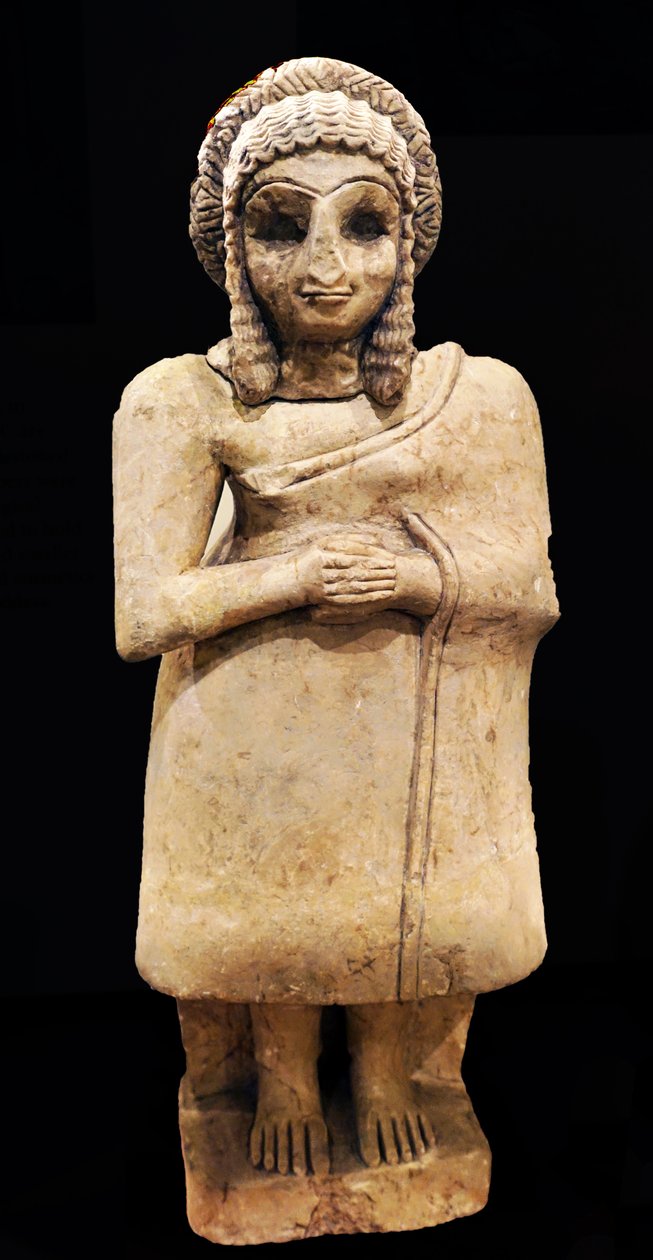 Posąg wierniczki w prostej sukni, Khfajah, Mezopotamia, ok. 2650-2550 pne (gips) autorstwa Mesopotamian Mesopotamian