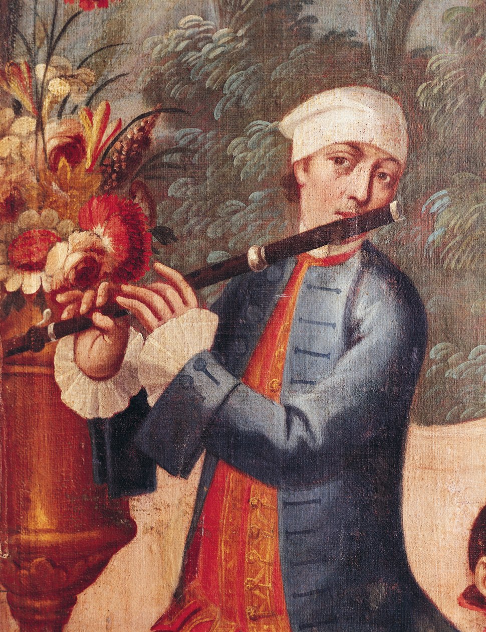 Flecista, szczegół z ekranu autorstwa Mexican School