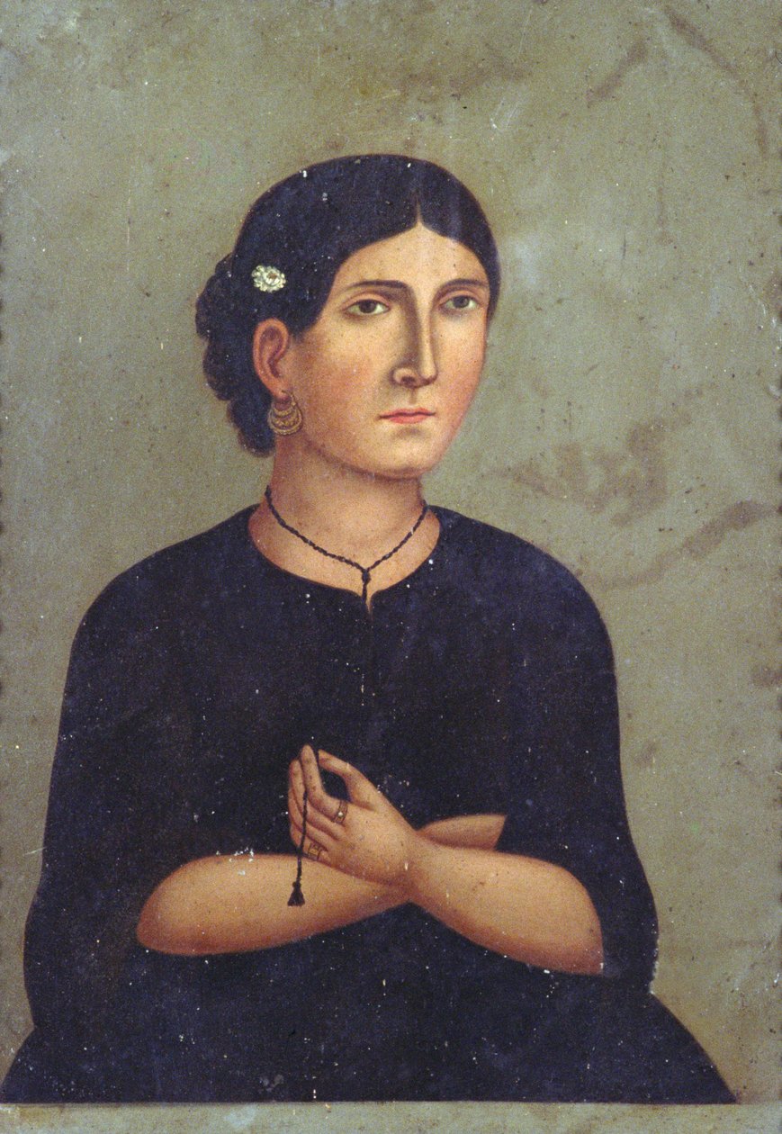 Portret, połowa XIX wieku (olej na blasze) autorstwa Mexican School