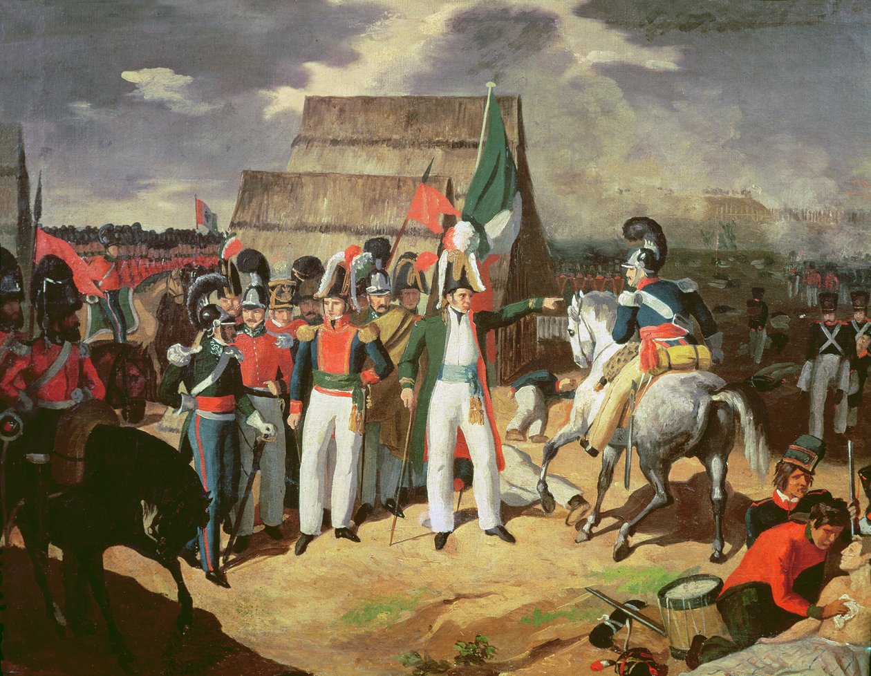 Santa Anna przeciwstawia się hiszpańskim wojskom Ferdynanda VII autorstwa Mexican School