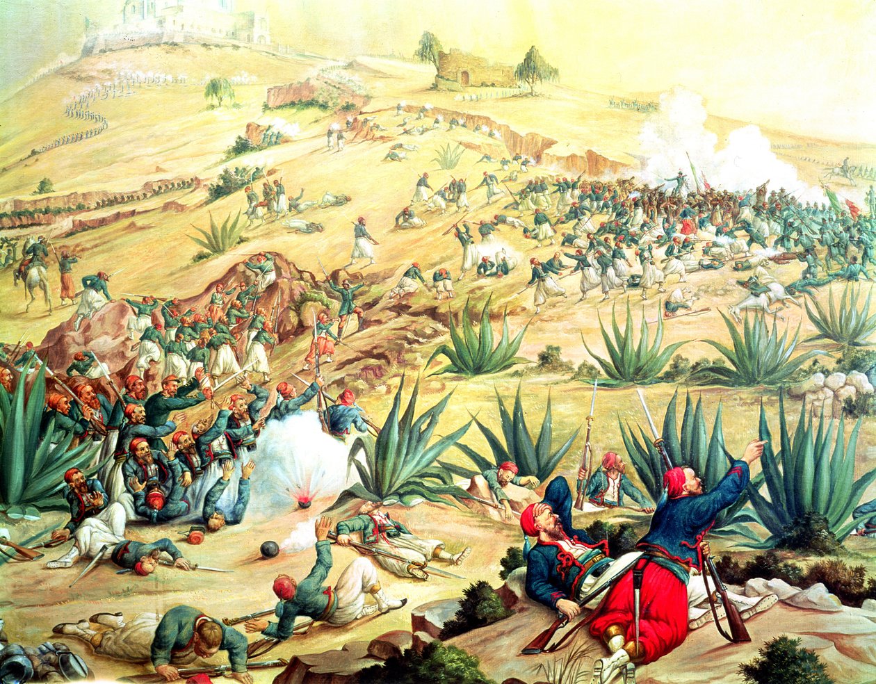 Bitwa pod Puebla, 5 maja 1862 (olej) autorstwa Mexican School