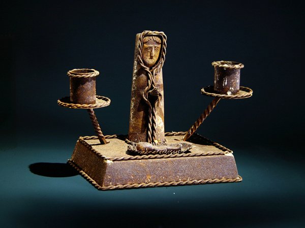 Świecznik z figurą Jezusa (metal) (szczegóły patrz 229282) autorstwa Mexican School