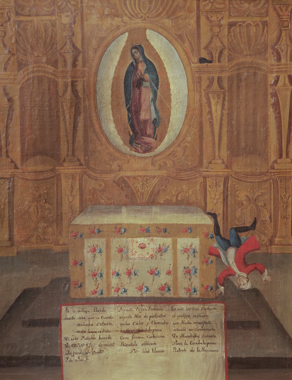 Ex-voto poświęcone Dziewicy z Guadalupe autorstwa Mexican School