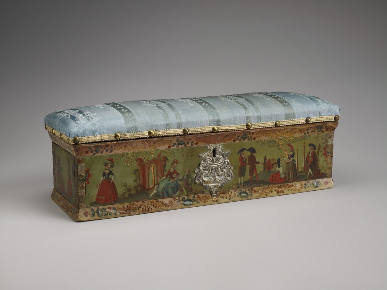 Ladies Box, koniec XVIII wieku (drewno, farba, srebro, jedwab i szkło) autorstwa Mexican School