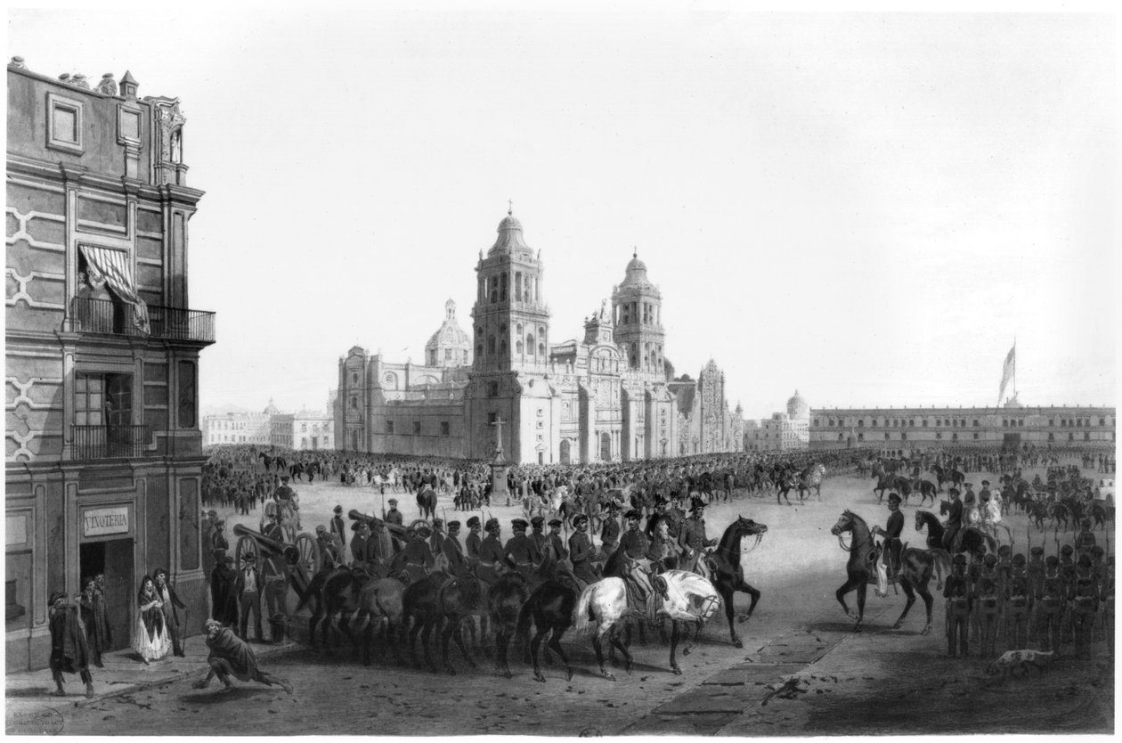Generał major Winfield Scott (1786-1866) wjeżdża do Meksyku w 1847, 1847 r. autorstwa Mexican School