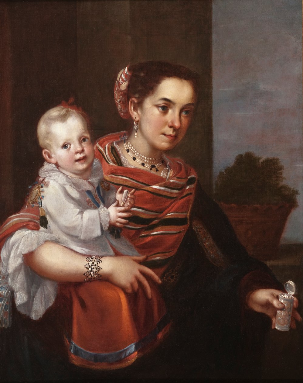 Morisca Woman and Albino Girl, c.1750 (óleo sobre tela)polonês autorstwa Mexican School