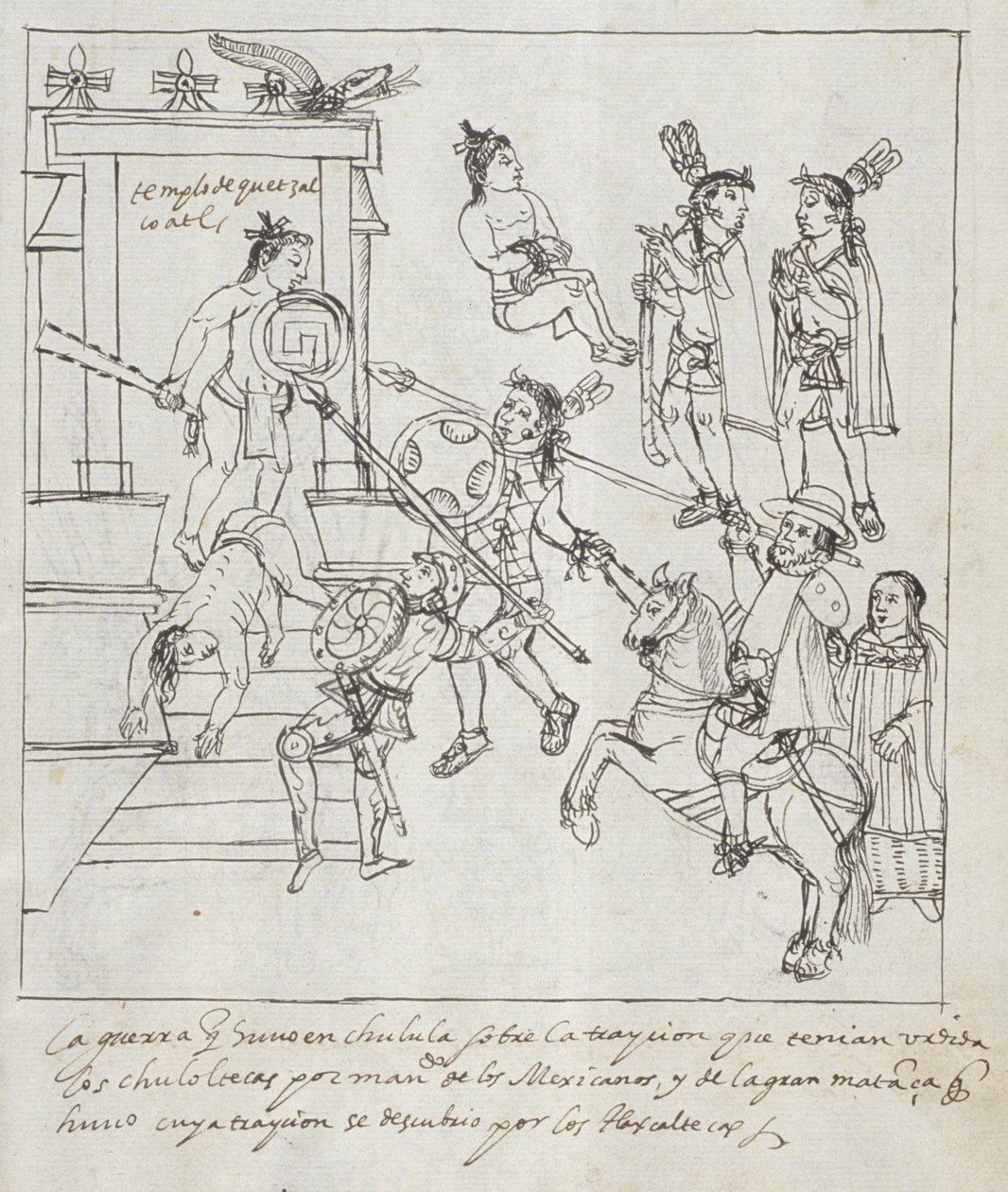 Ms Hunter 242 f.256r Bitwa ewangelicka, z Historia de Tlaxcala autorstwa Diego Munoza Camargo autorstwa Mexican School