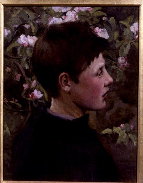 Głowa chłopca (olej na płótnie) autorstwa Mia Arnesby (attributed to) Brown