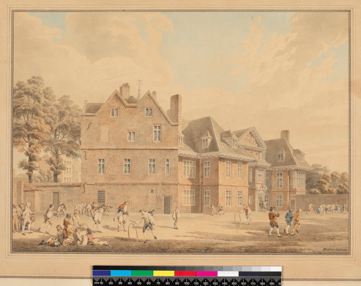 Stary Dwór, Marylebone, jako szkoła, 1791 (ołówek i wc) autorstwa Michael Rooker