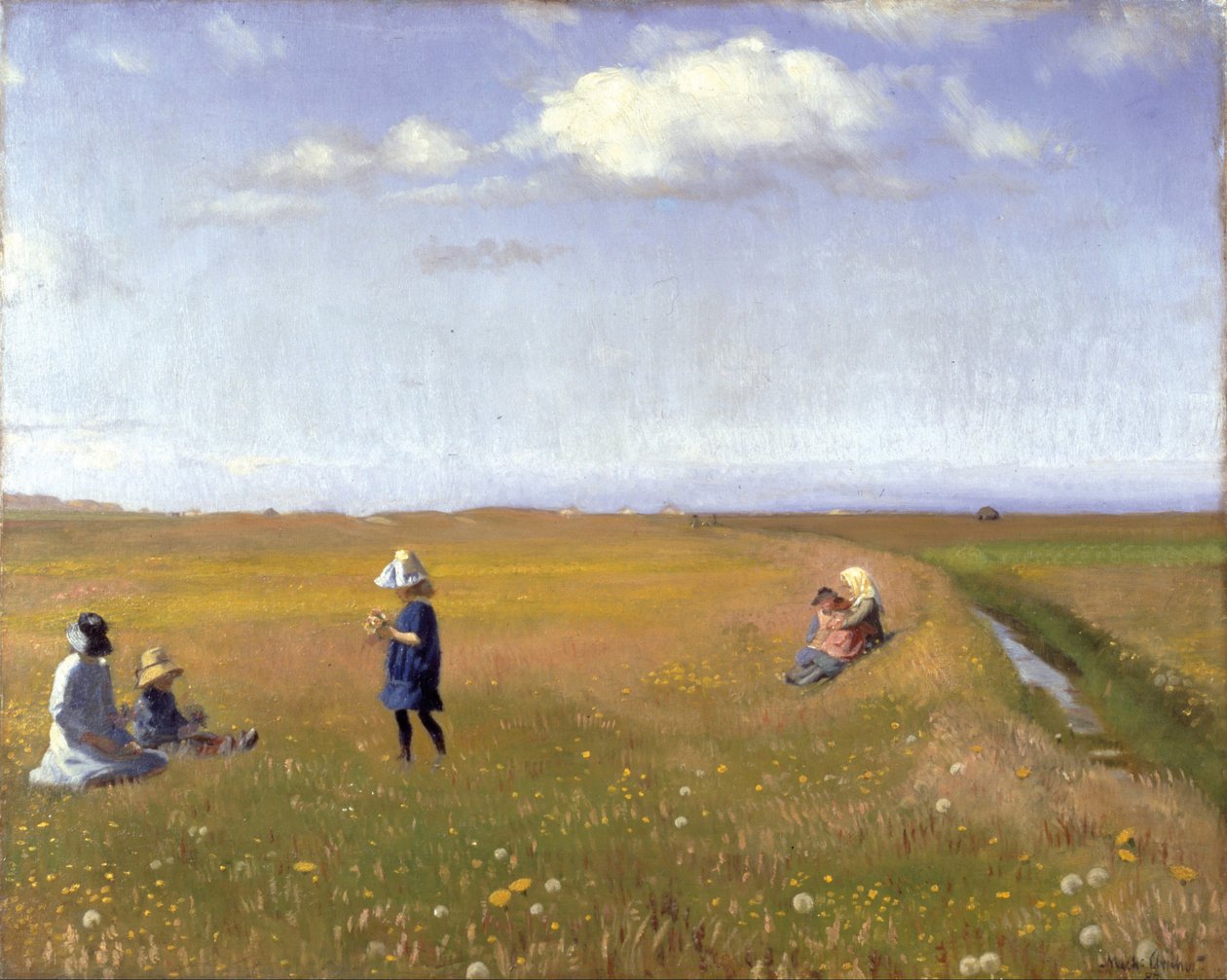 Dzieci i młode dziewczyny zbierające kwiaty na polu na północ od Skagen autorstwa Michael Peter Ancher