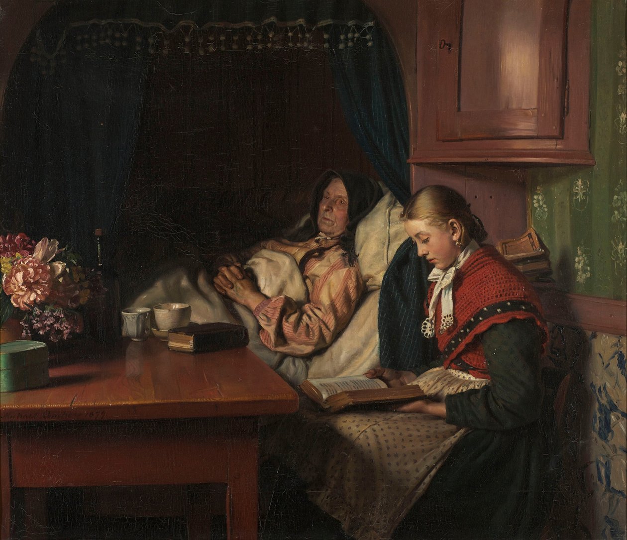 Babcia na łóżku chorym autorstwa Michael Peter Ancher