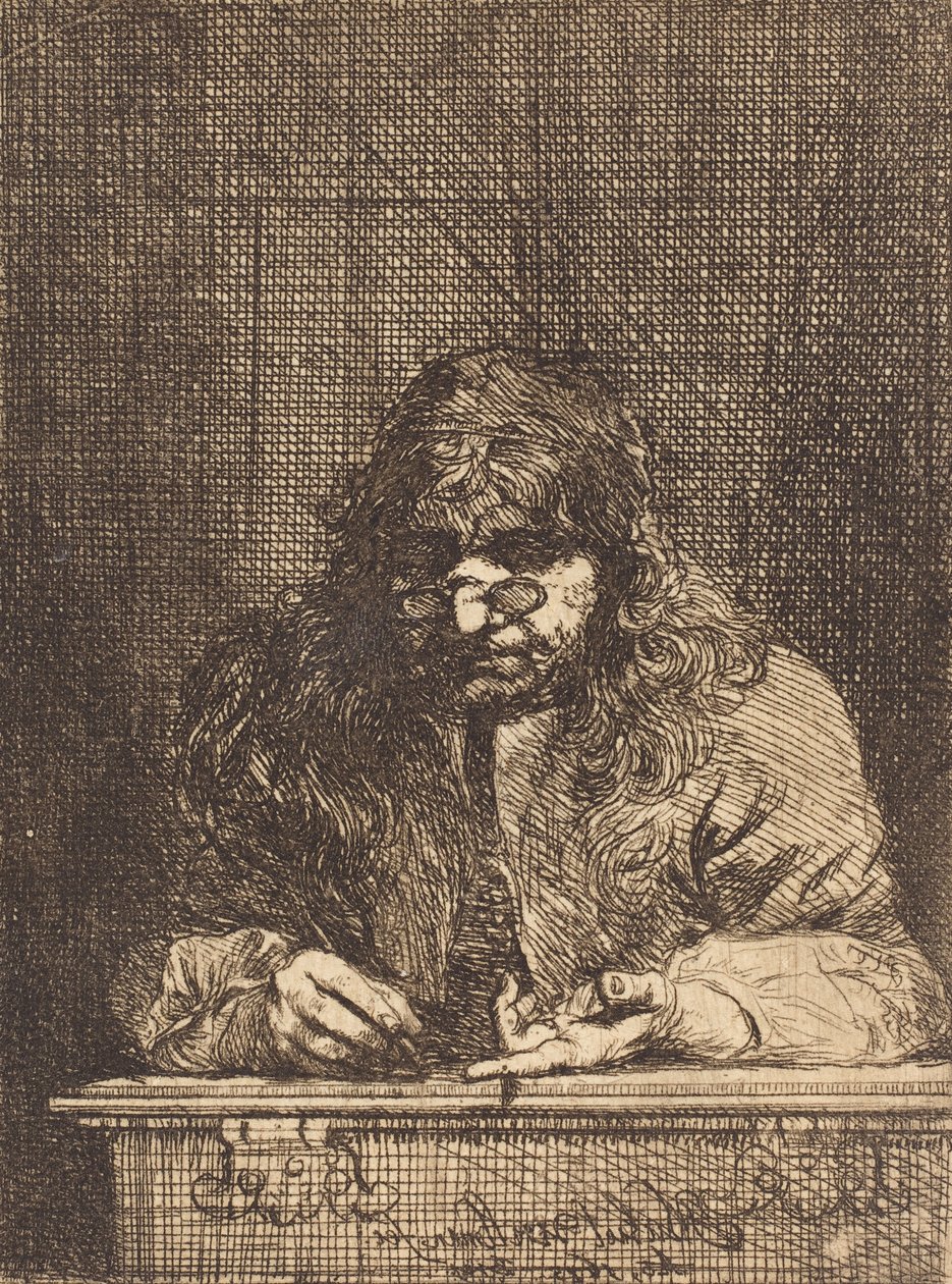 Rysunek Autoportret, 1675 (akwaforta na papierze czerpanym) autorstwa Michael Leopold Willmann