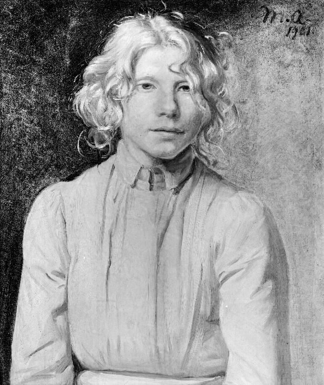 Dziewczyna Skagen w czerwonej sukience autorstwa Michael Peter Ancher