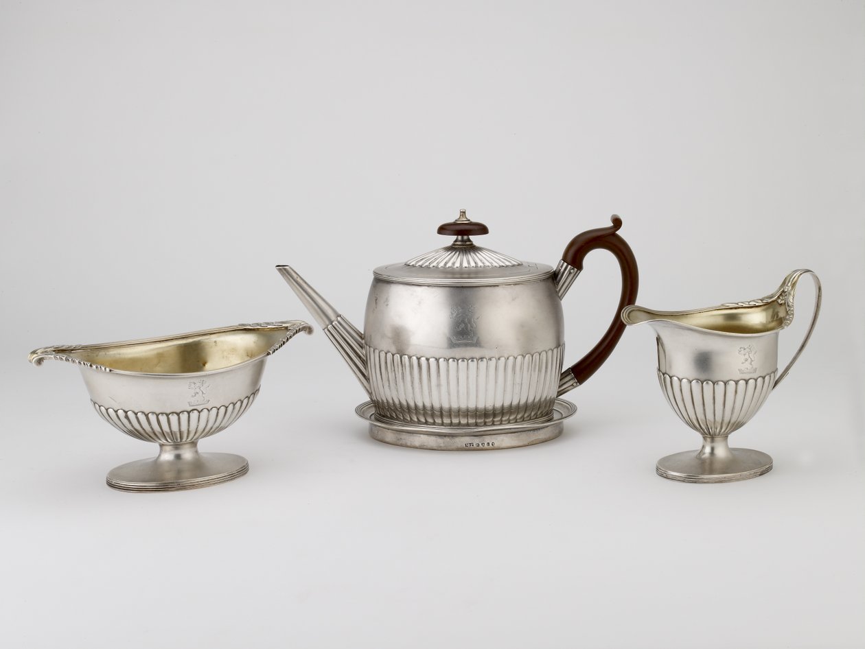 Dzbanek z podstawką, Dzbanek do śmietany, Cukiernica, 1794-1795 (srebro) autorstwa Michael and Scofield, John Plummer