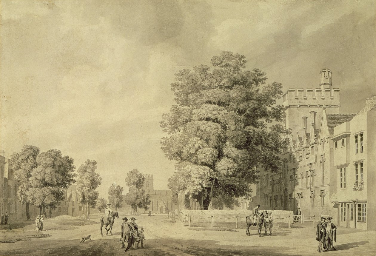 St Johns College, Oxford (pióro i tusz oraz wash) autorstwa Michael Rooker