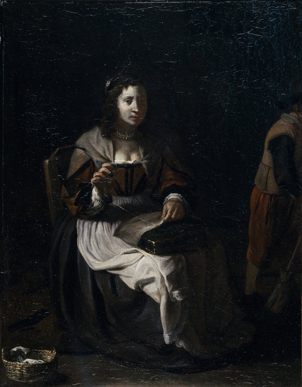 Szyjąca kobieta (olej na płótnie) autorstwa Michael (attr. to) Sweerts