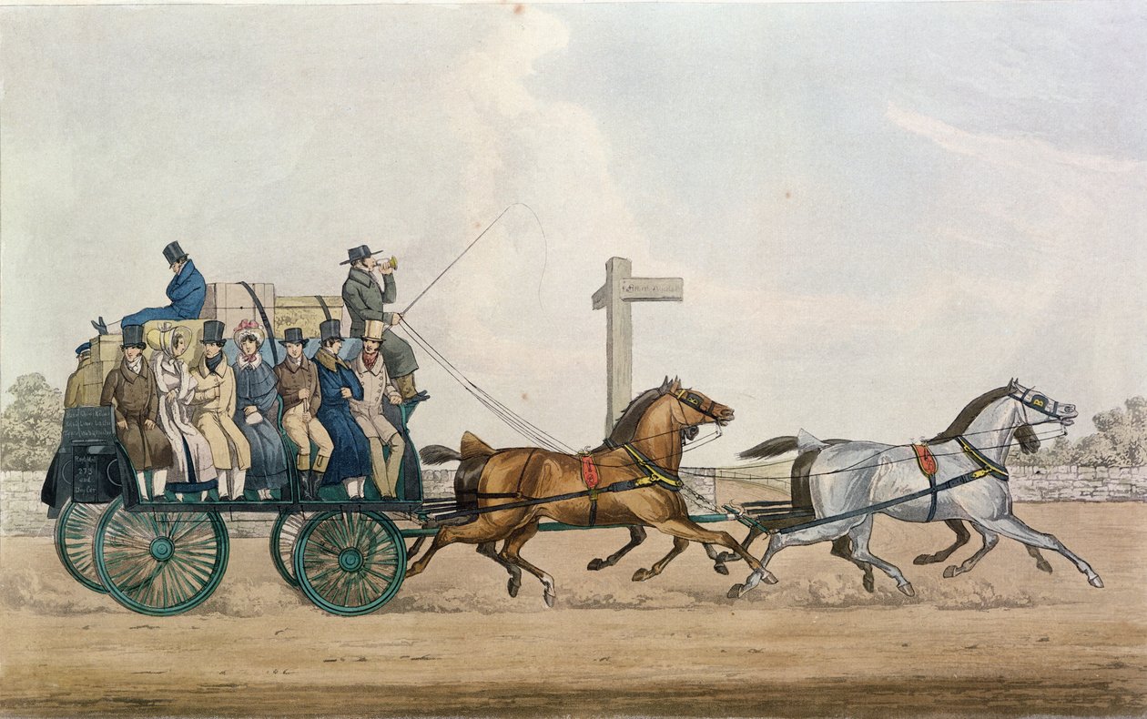 Przybycie na koniec etapu, grawerowane przez J. Harrisa, 1856 autorstwa Michael Angelo Hayes