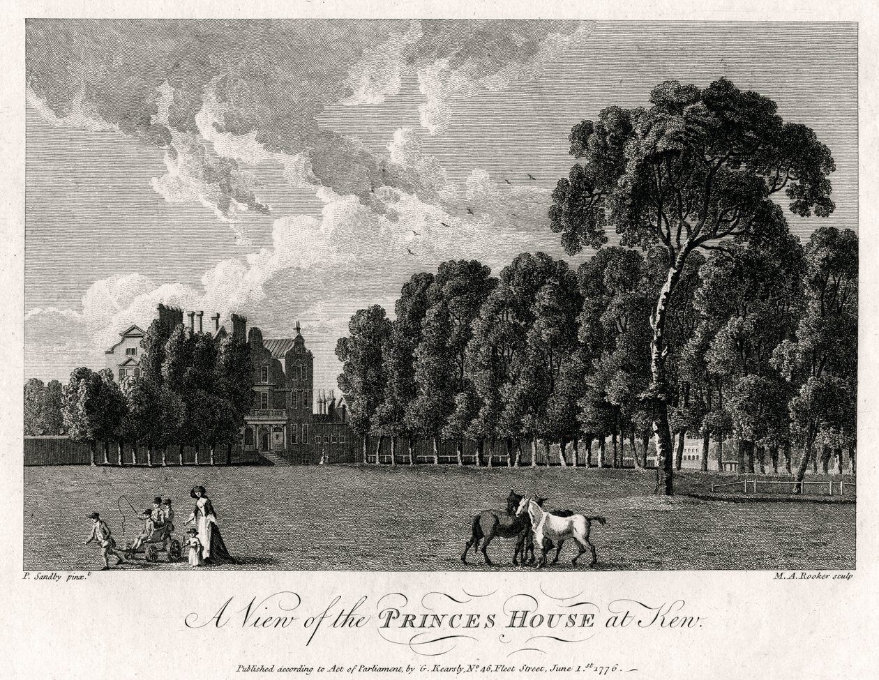 Widok na Princes House w Kew, 1776 autorstwa Michael Angelo Rooker