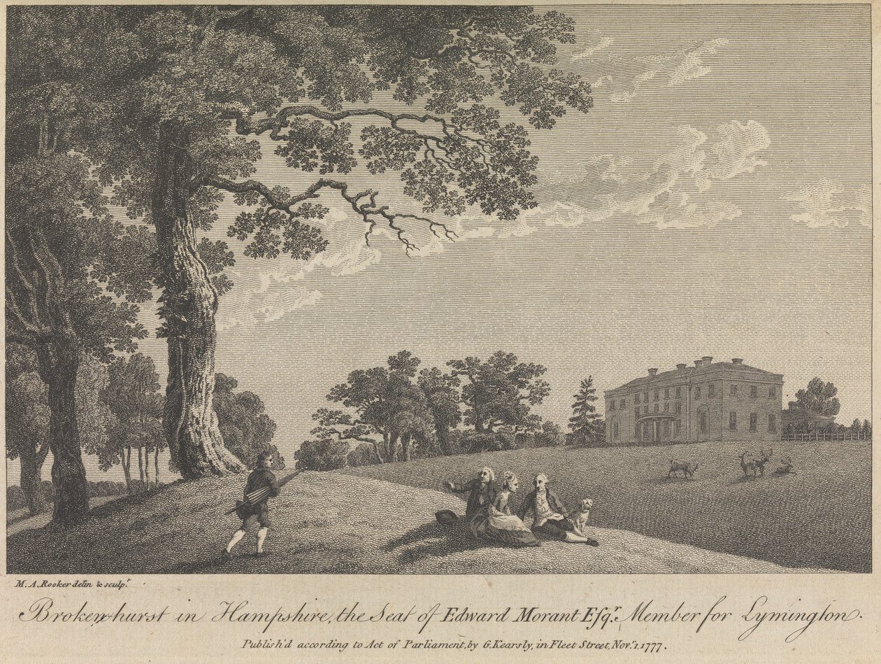 Broken-hurst w Hampshire, siedziba Edwarda Moranta, Esquire, członek Lymington (opublikowane przez G. Kearsly); strona 43 (tom pierwszy) autorstwa Michael Angelo Rooker