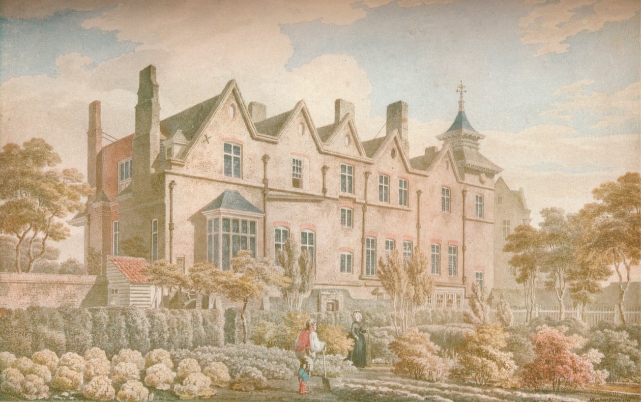 Marylebone Old Manor House: Ogród od frontu, 1791, 1923 autorstwa Michael Angelo Rooker