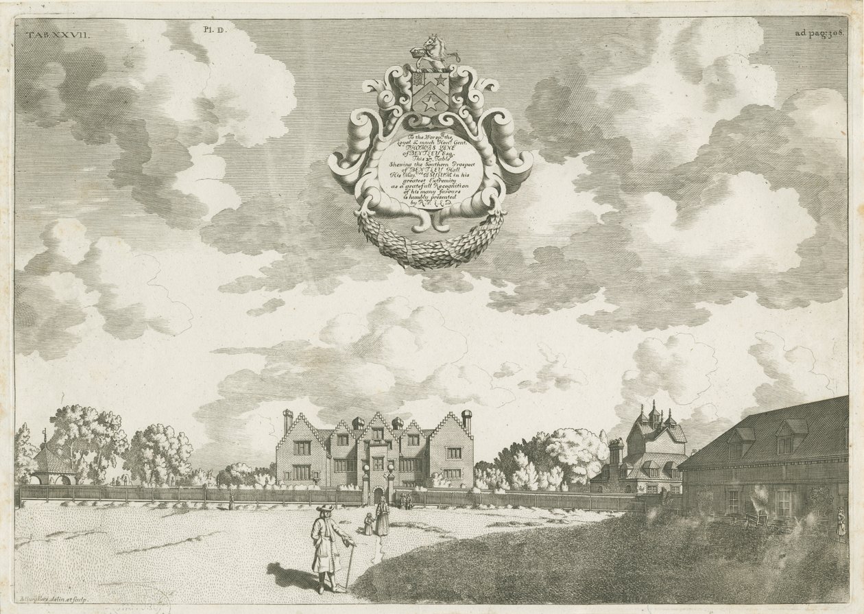 Bentley Hall: miedzioryt, [1686] (odbitka) autorstwa Michael Burghers